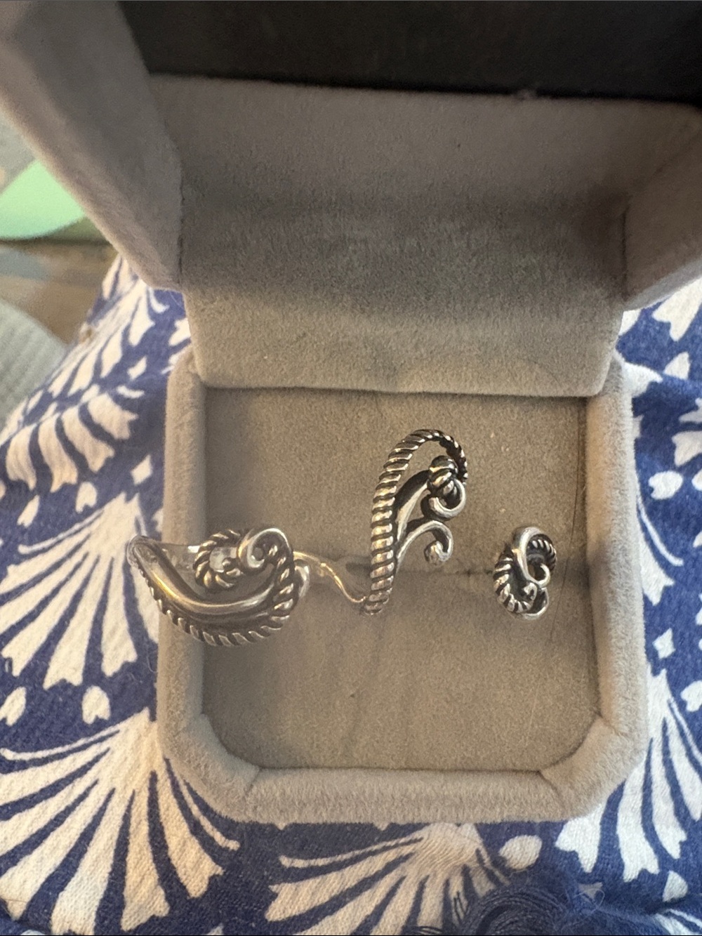 Sterling Silver Swirl Double Finger Ring by Carolyn Pollack